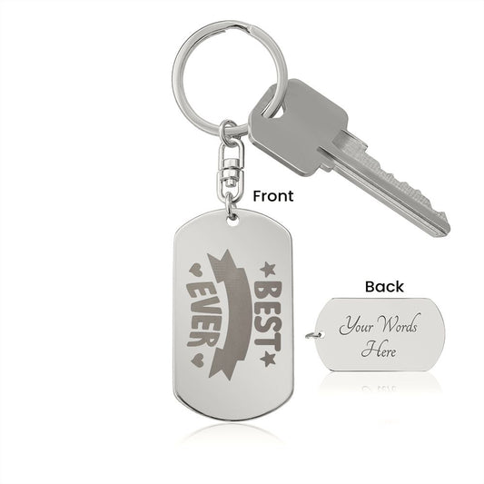 Best Daddy Ever Engraved Stainless Steel Dog Tag Keychain