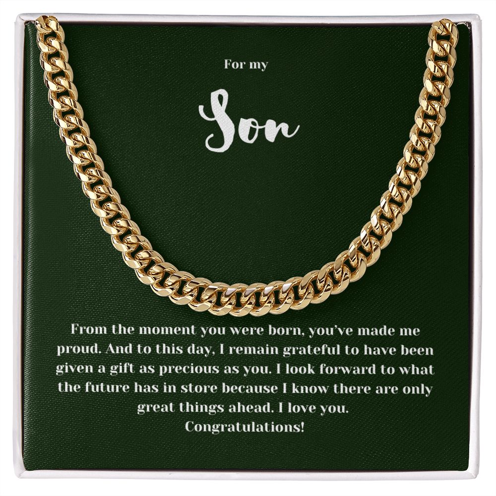 Congratulations Son | Cuban Chain Link Necklace | Gifts for Him