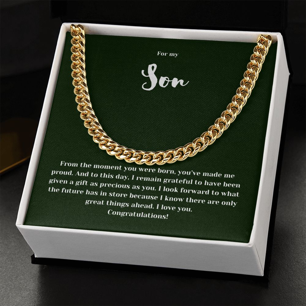 Congratulations Son | Cuban Chain Link Necklace | Gifts for Him