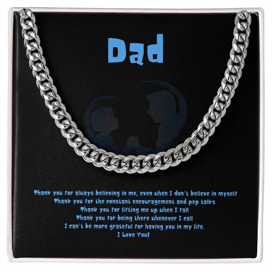 Thank You Dad - Cuban Chain Link Necklace with Message Card