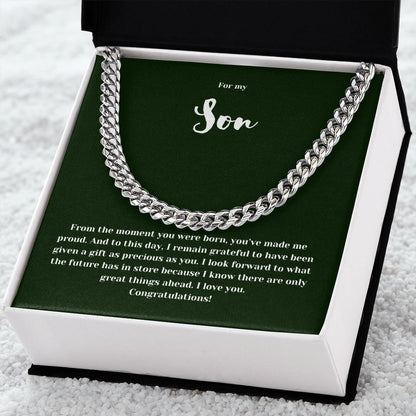 Congratulations Son | Cuban Chain Link Necklace | Gifts for Him