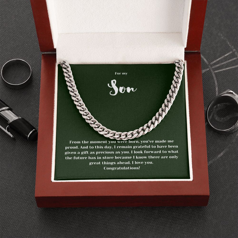 Congratulations Son | Cuban Chain Link Necklace | Gifts for Him