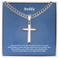 Best Daddy from Daughter - Personalized Cross Necklace with Cuban Chain and MC