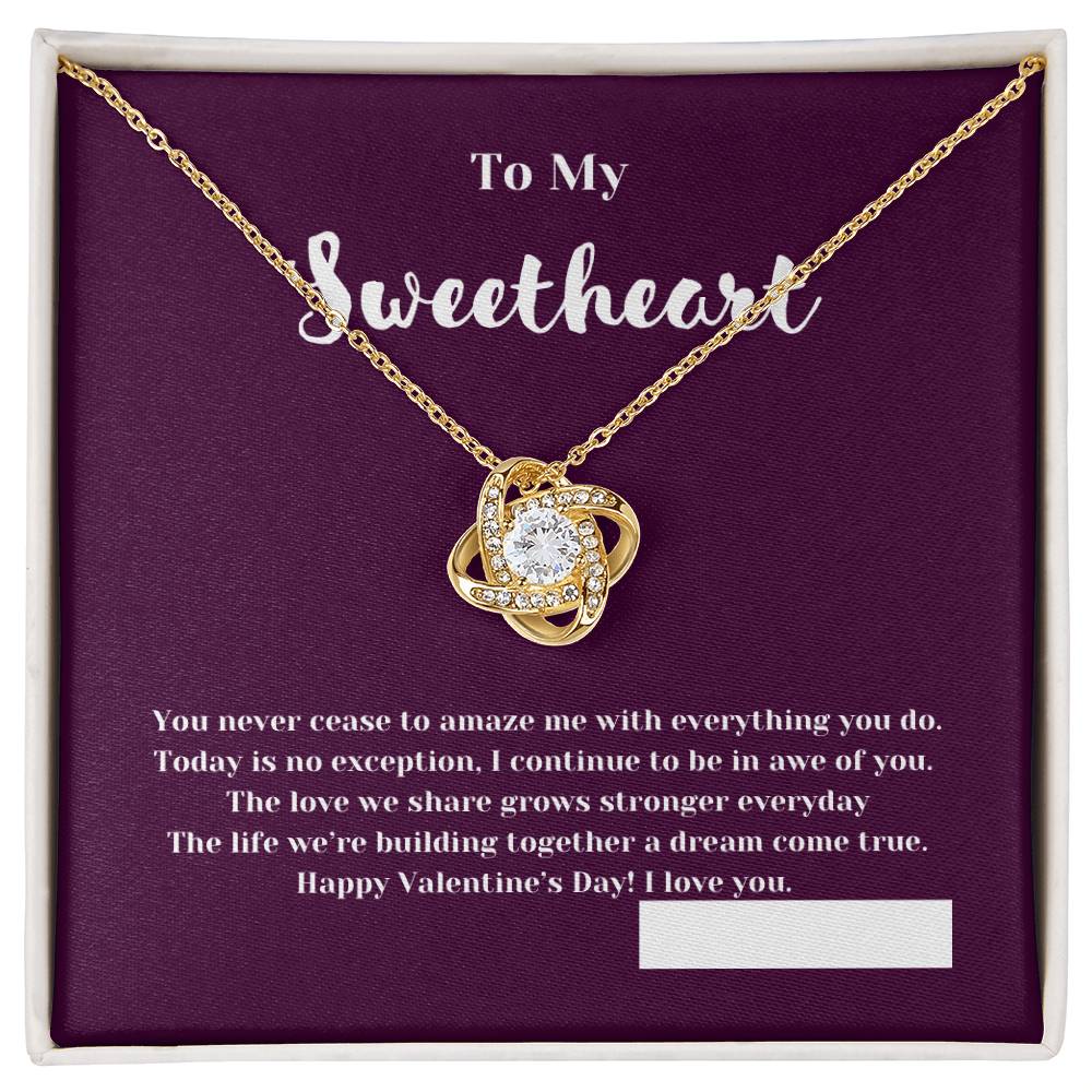 To My Sweetheart on Valentine's Day | Thoughtful Gifts for Her | Love Knot Necklace With Message Card