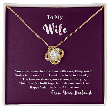 To My Wife on Valentine's Day | Thoughtful Gifts for Her | Love Knot Necklace With Message Card