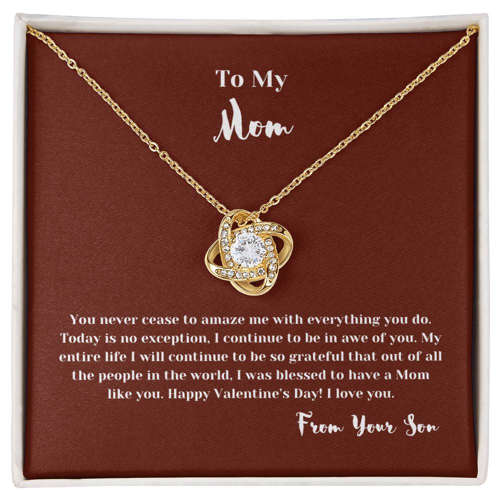 To Mom from Son | Love Knot Necklace with Message Card | Thoughtful Gift for Mom