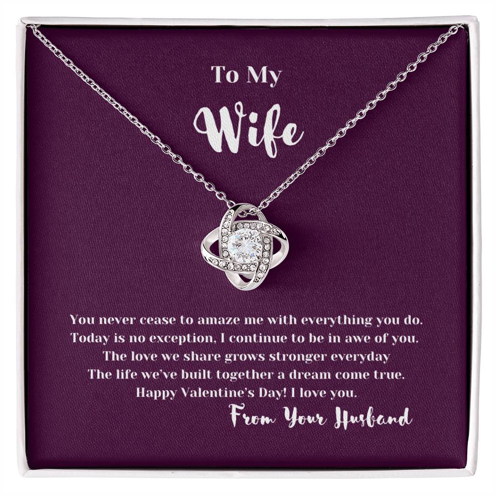 To My Wife on Valentine's Day | Thoughtful Gifts for Her | Love Knot Necklace With Message Card