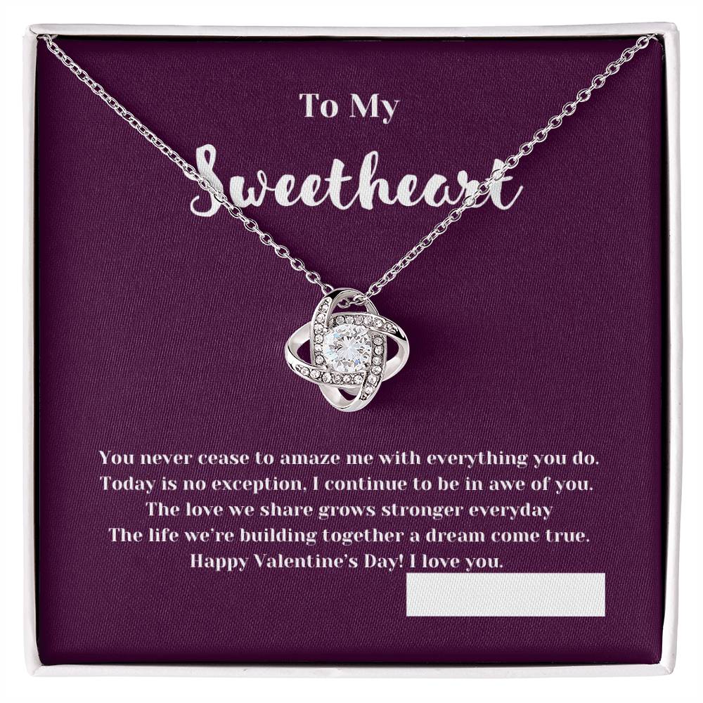 To My Sweetheart on Valentine's Day | Thoughtful Gifts for Her | Love Knot Necklace With Message Card