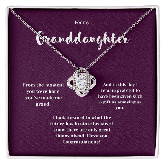 Congratulations Granddaughter Love Knot Necklace