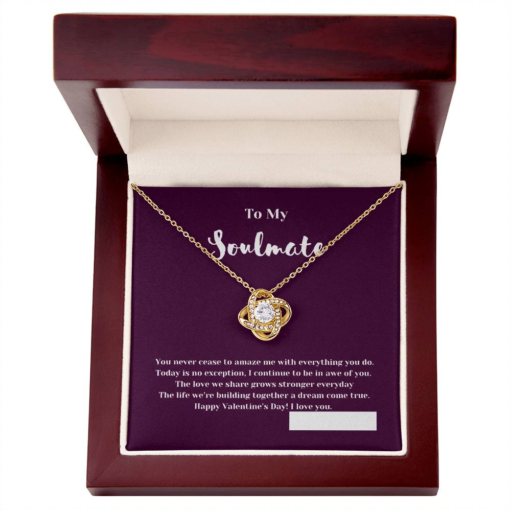 To My Soulmate on Valentine's Day | Thoughtful Gifts for Her | Love Knot Necklace With Message Card