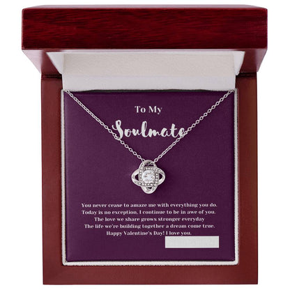 To My Soulmate on Valentine's Day | Thoughtful Gifts for Her | Love Knot Necklace With Message Card