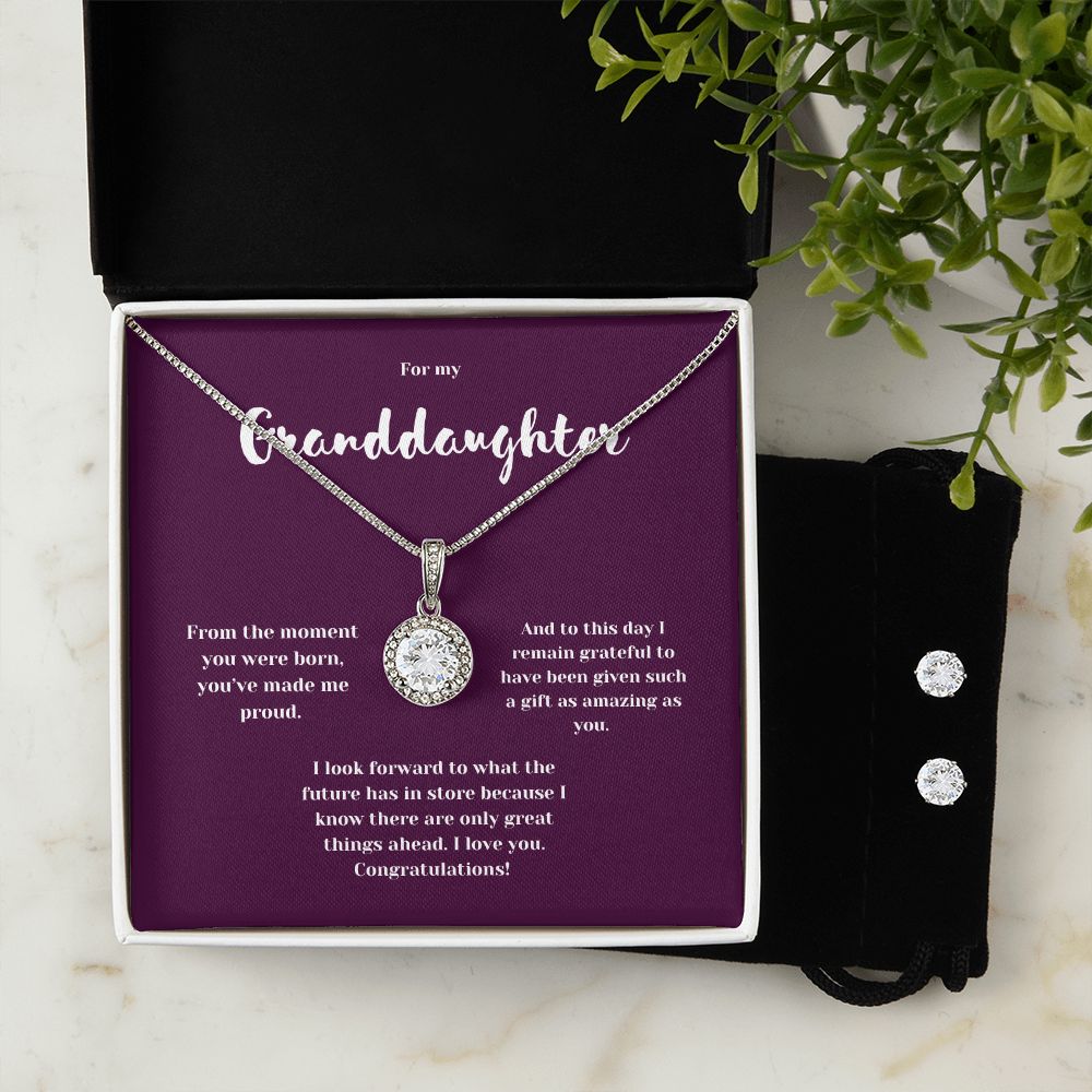 For My Granddaughter Congratulations Eternal Hope Necklace and Earrings Set