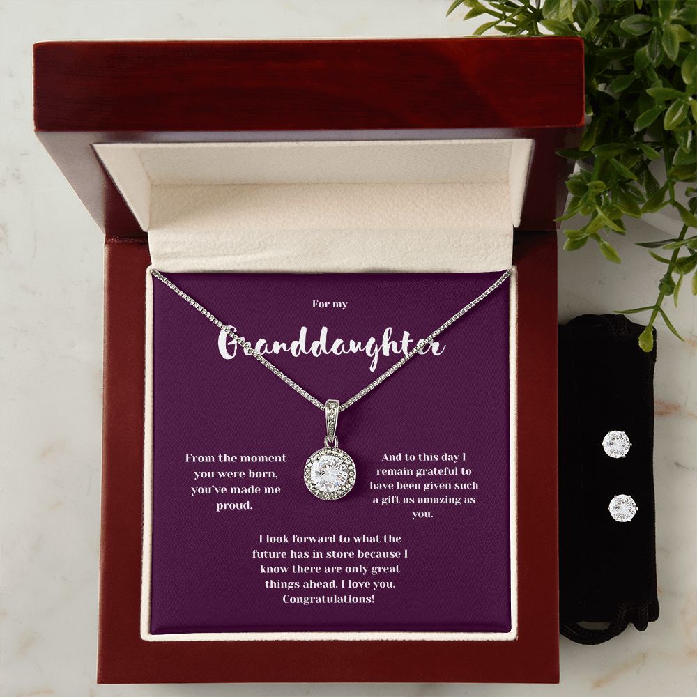 For My Granddaughter Congratulations Eternal Hope Necklace and Earrings Set