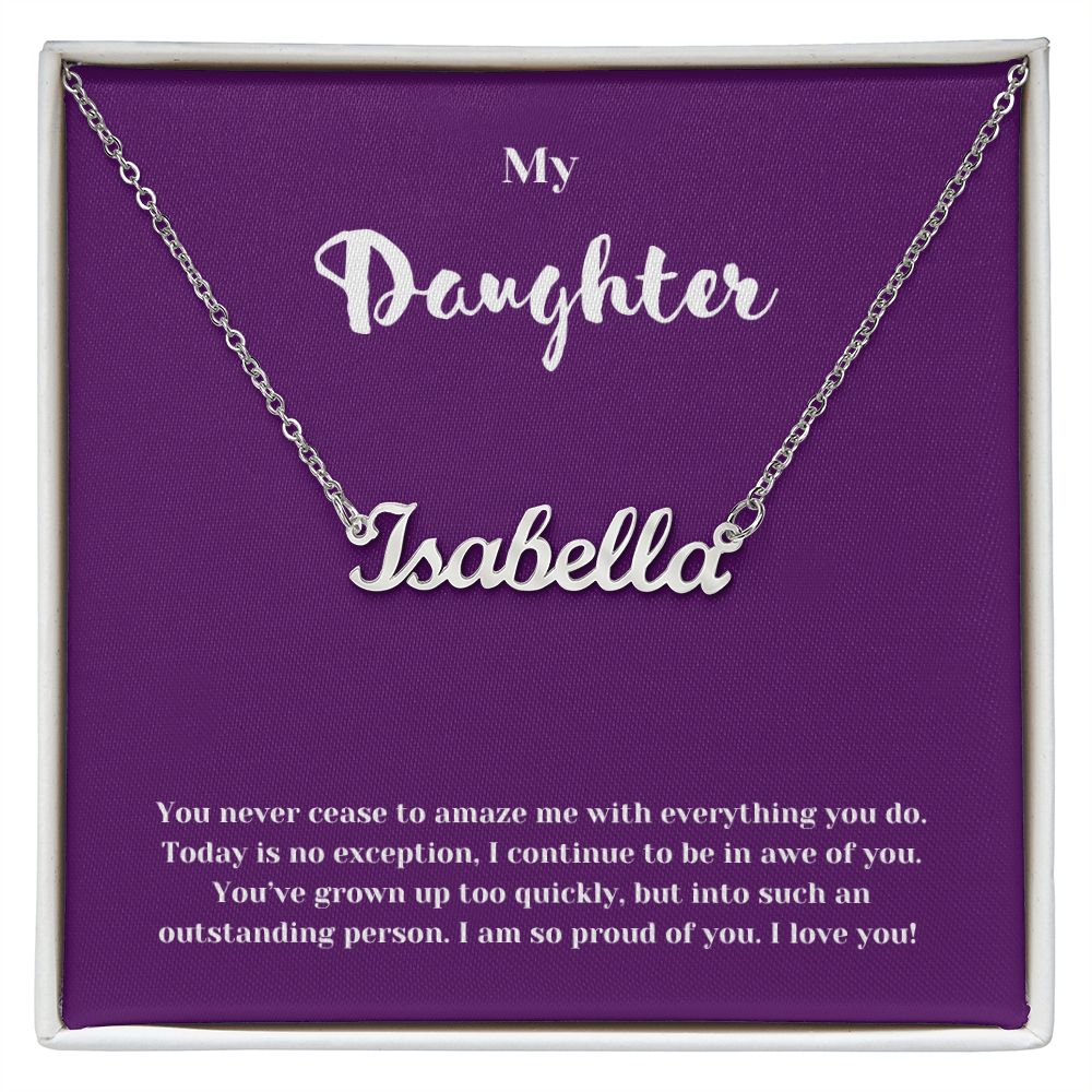 So Proud Daughter Custom Name Necklace with Message Card