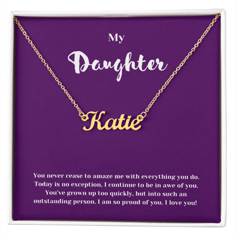 So Proud Daughter Custom Name Necklace with Message Card